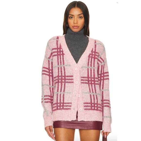 NWT Lovers + Friends Plaid Pink Sweater